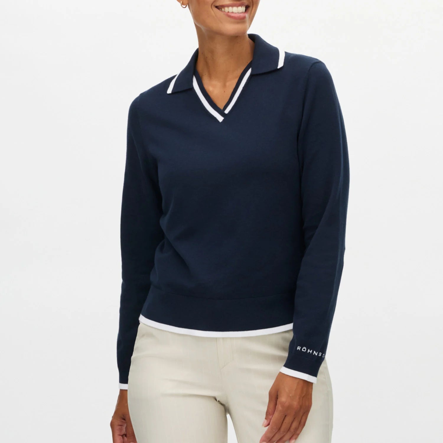Röhnisch Swing Knitted Long Sleeve Poloshirt