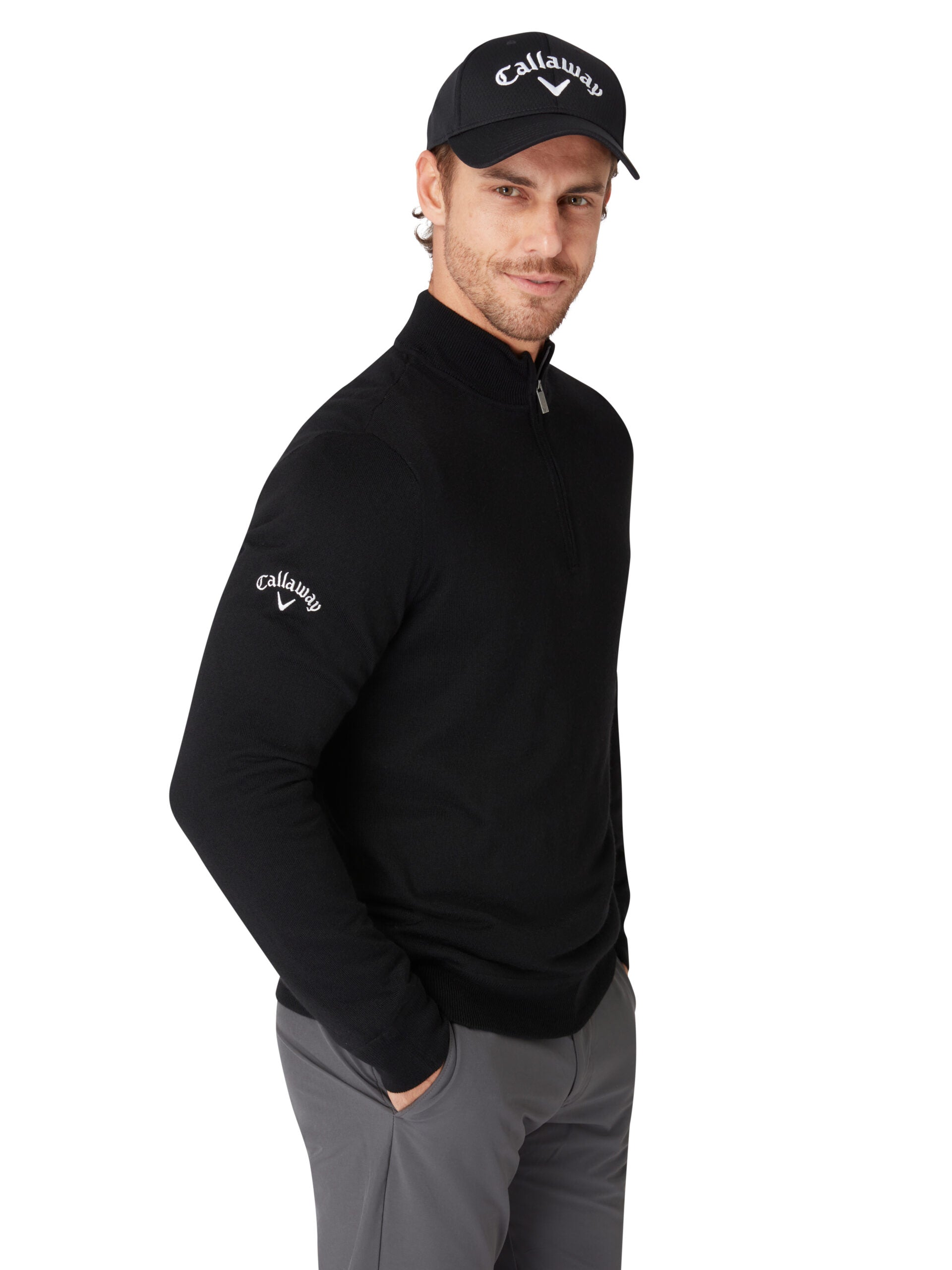 Callaway Longsleeve 1/4 Zip Mock Neck Merino Sweater