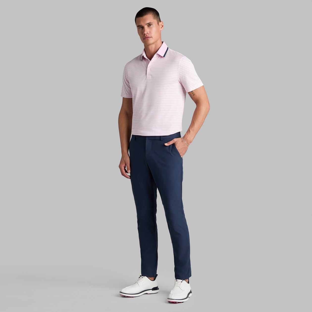 G/Fore Perforated Striped Jersey Polo