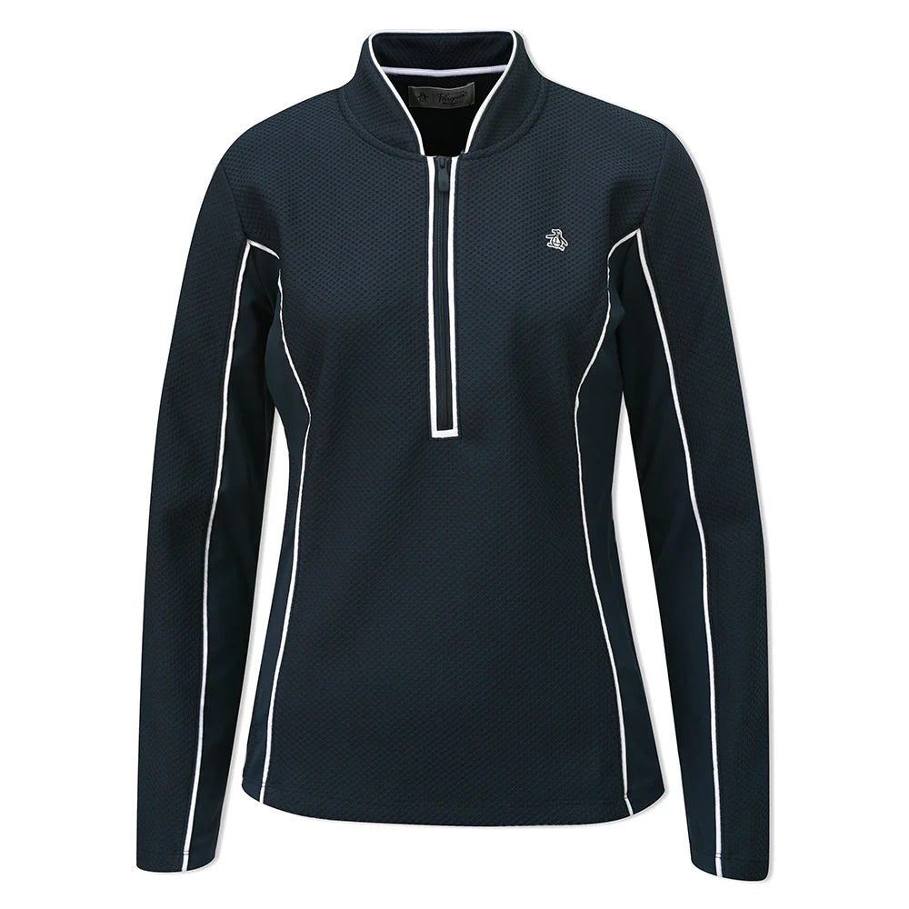 Penguin kvk HoneyComb Textured 1/4 Zip Black Iris