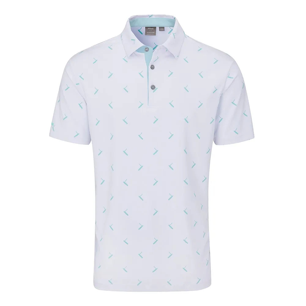 Ping Gold Putter Printed Polo White/Aruba Blue